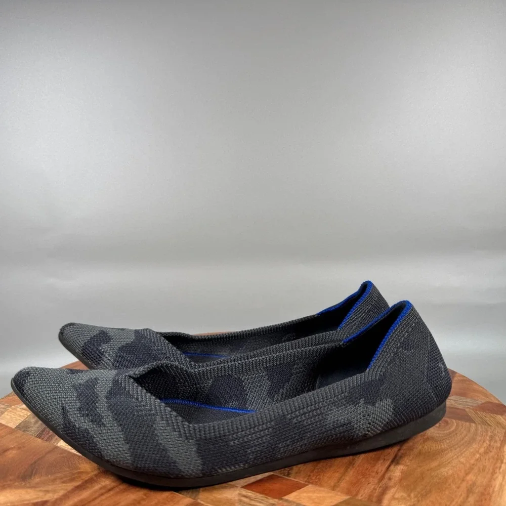 Rothys The Point‎ Grey Camo Pointed Toe Flats Womens Size 7 Sustainable Shoes